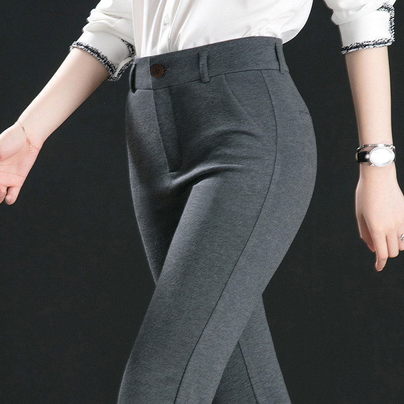 筒裤加厚秋冬新款中年女士裤子修身小脚2019休闲裤