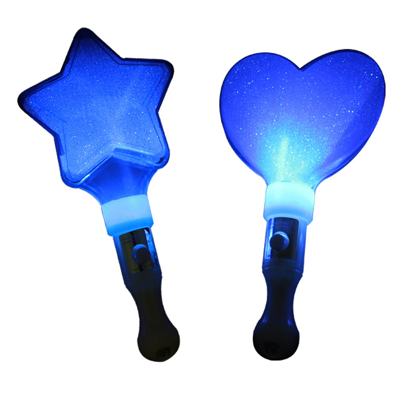 蓝色荧光定制印字星星银光棒应援棒五角星发光荧光棒