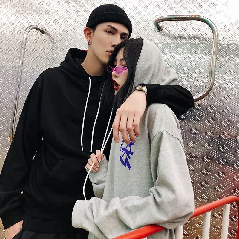 prank kiss李予诺潮牌prks秋季复古卡通印情侣装套头连帽卫衣男潮