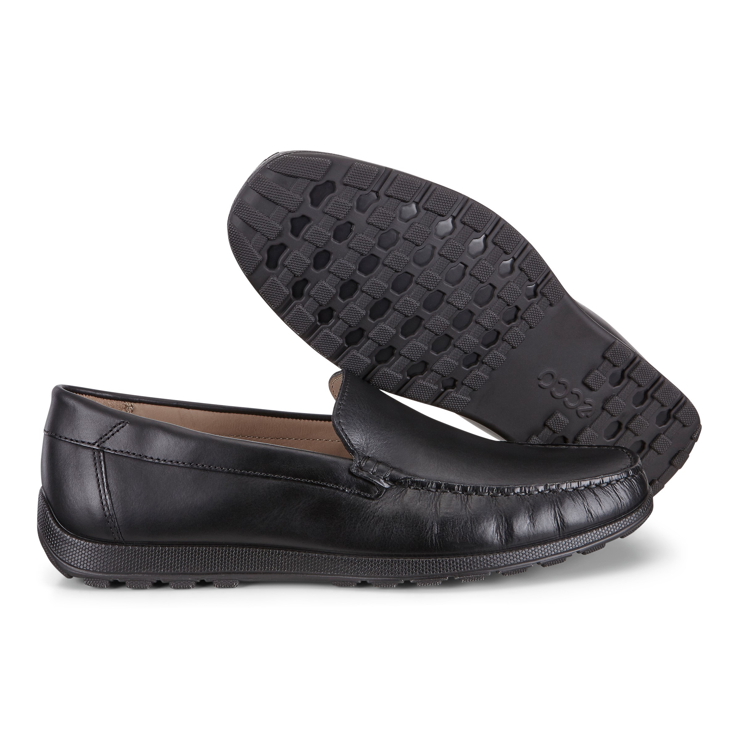 ecco爱步男鞋春夏套脚平底牛皮休闲豆豆鞋莫克乐福鞋豆豆鞋