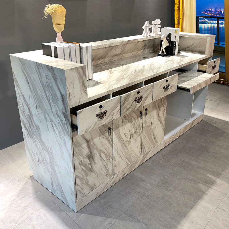 服装店收银台现代简约大理石小型吧台美容院公司前台接待收银台