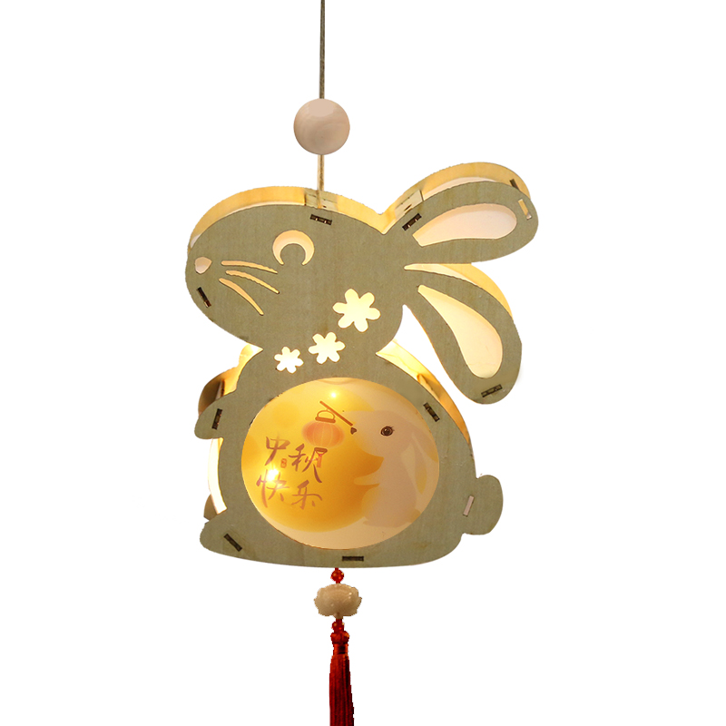 2022新款中秋节兔子手提小灯笼儿童diy卡通挂件灯笼