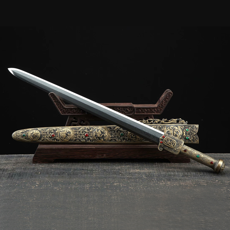 干将纯铜花纹钢古剑宝剑一体刀剑高端送礼冷兵器刀剑