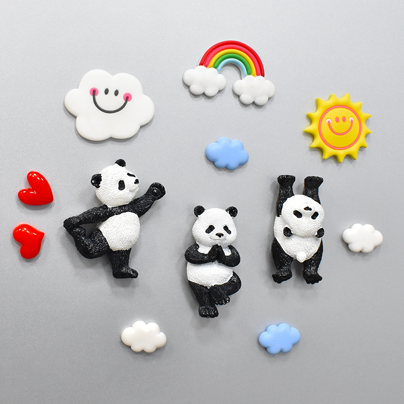 可爱树脂瑜伽熊猫冰箱贴磁贴装饰四川成都城市旅游文创纪念品礼物