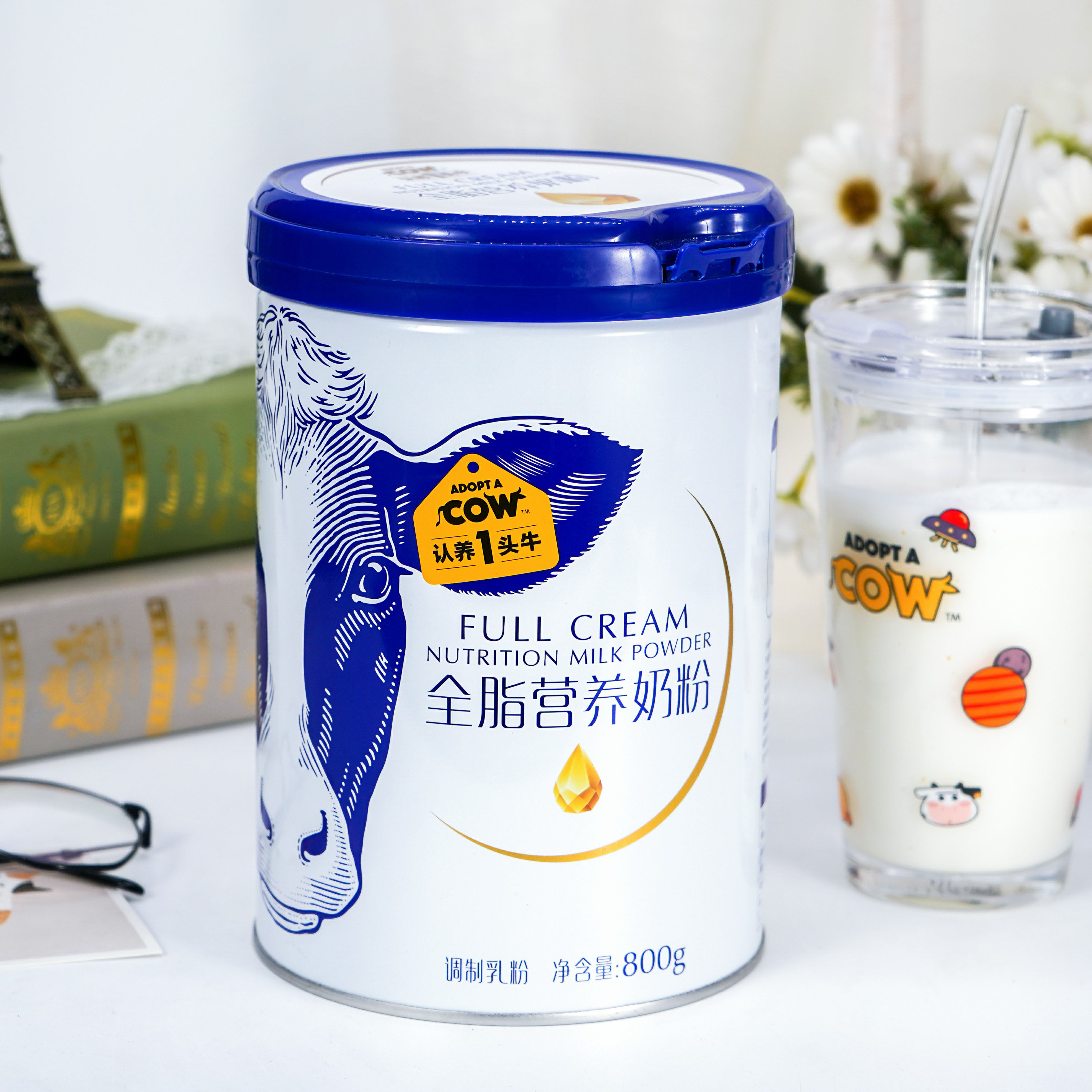 新日期认养一头牛全脂脱脂营养奶粉800g每罐好奶粉营养更均衡
