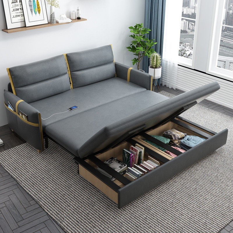 意式沙发两用可折叠多功能客厅双人带储伸缩小户沙发床
