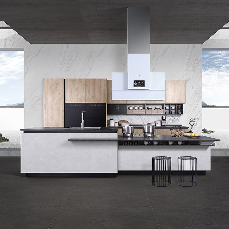 柏厨厨柜整体厨房橱柜定制时光光印雅致主义风格整体厨柜