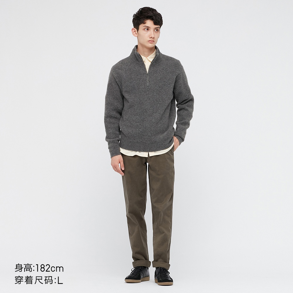 优衣库 男装/女装 souffle yarn半拉链针织衫(长袖毛衣) 438780