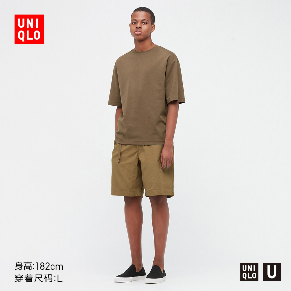 优衣库合作款U男装/女装AIRism宽松圆领T恤五分袖 444999