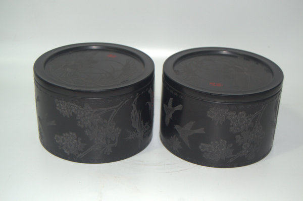 雕刻春日一对蟋蟀蛐蛐南盆苏州沈世南黑盆蟋蟀