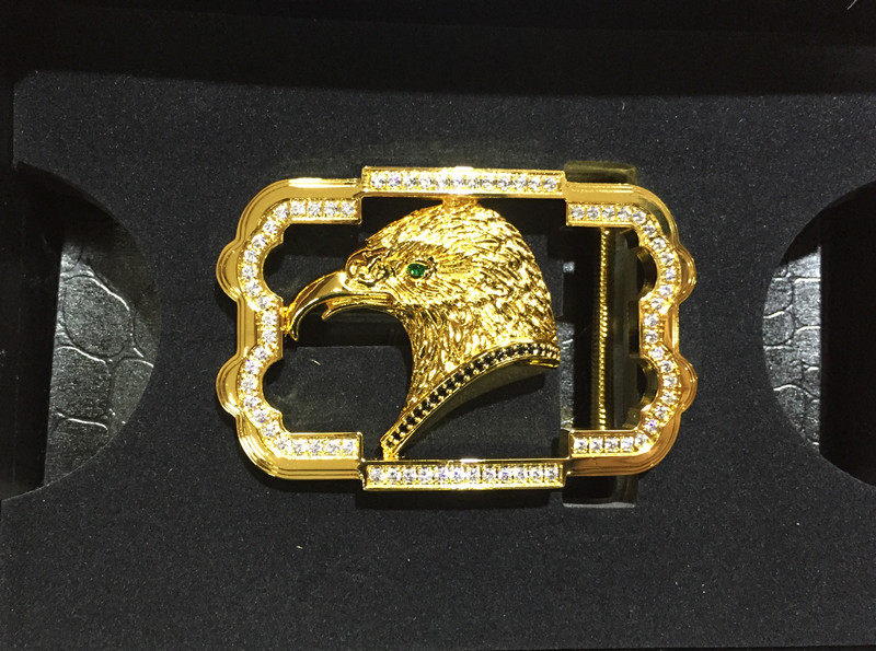 24k黄金皮带扣男士38cm宽镀真金金腰带扣头镶钻皮带扣