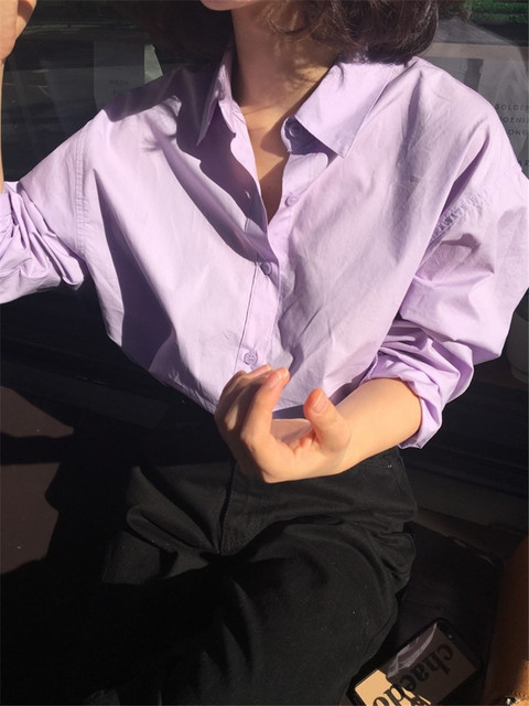 Sleep at 11 spring and autumn long-sleeved shirt female Korean street shooting loose money was thin Korean version of the candy-colored shirt Sleep at 11 spring and autumn long-sleeved shirt female Korean street shooting loose money was thin Korean version of the candy-colored shirt