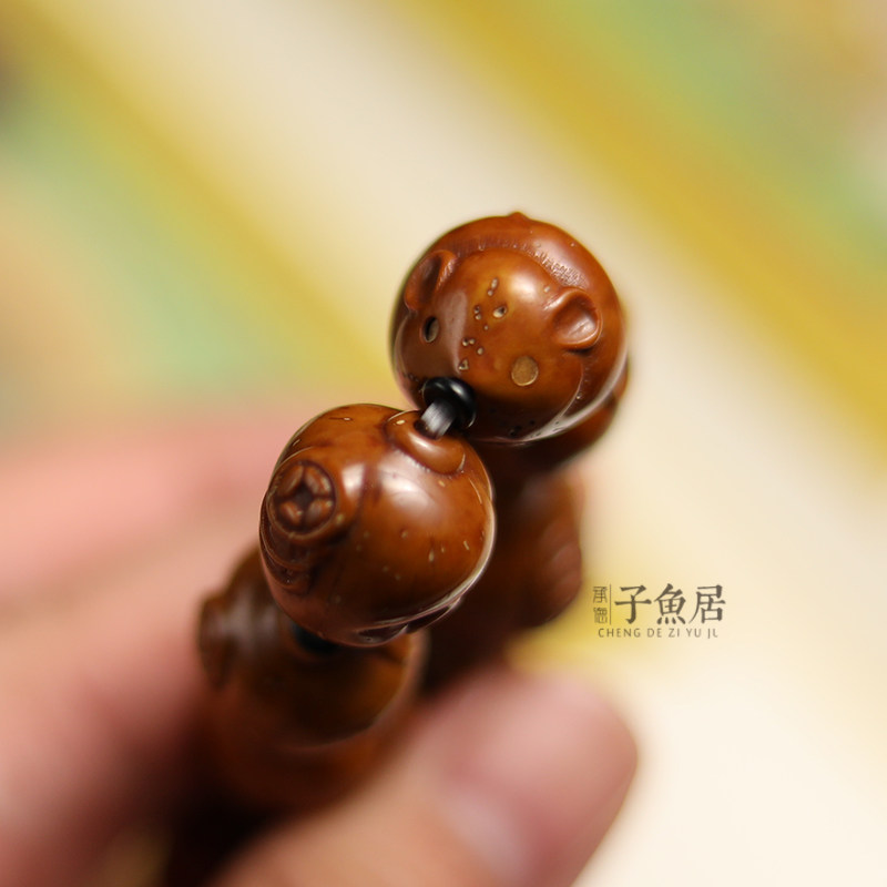 紫金金鼠雕刻小老鼠鼠钱135mm手串手链黄皮油籽佛珠