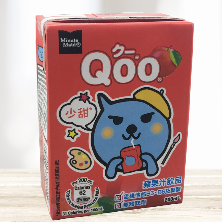 200ml香港进口qoo酷儿美粒果苹果汁饮料港版维他命果味