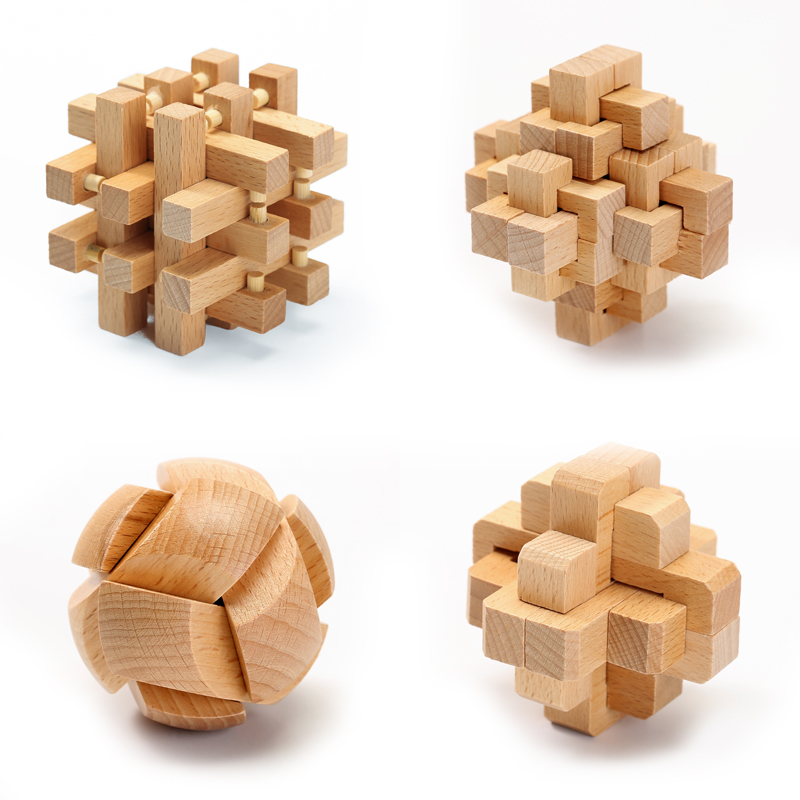 鲁班套装古典木制榫卯结构积木小学生益智玩具孔明锁解锁