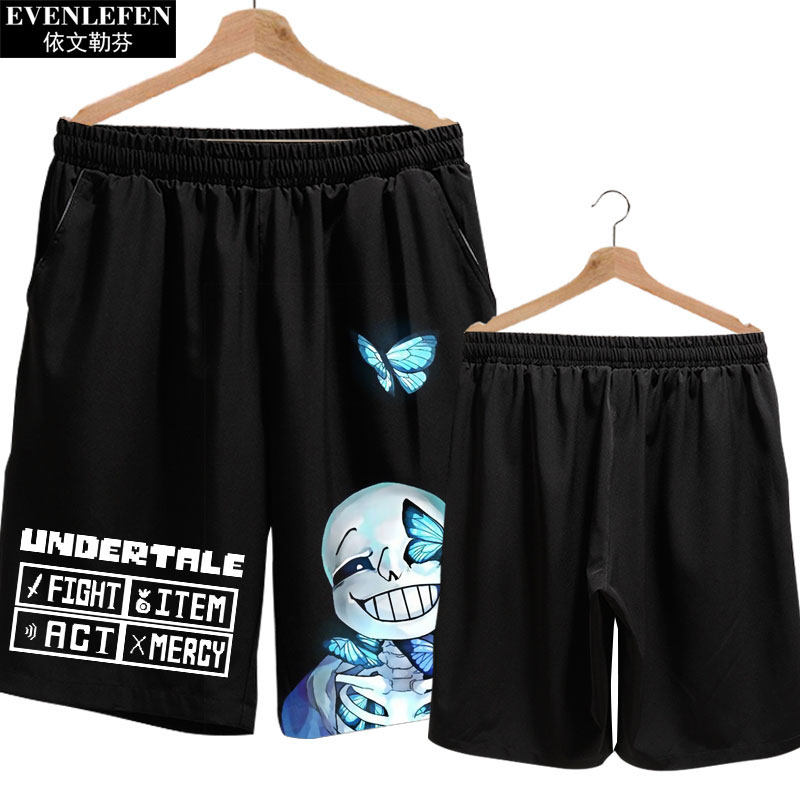 传说之下sans游戏周边ins沙滩裤速干5五分裤短裤子男士休闲裤卫裤