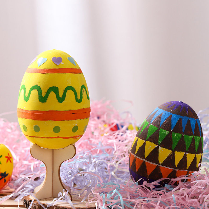 幼儿园儿童复活节彩蛋创意手工diy彩绘涂色白坯白模填色