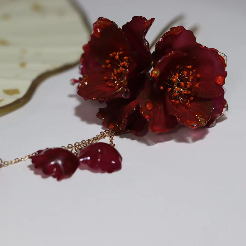 牵丝新娘发饰汉服古典原创发簪红色大红扶苏阁发饰