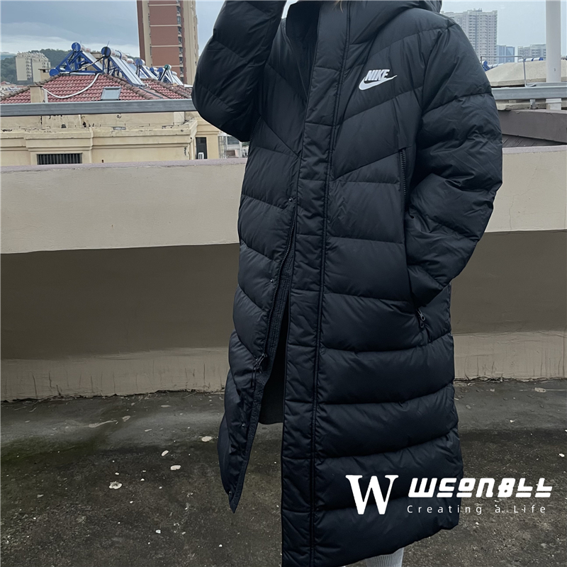 NIKE耐克 男冬季中长款连帽保暖防风运动羽绒服AA8854-CU0281-010