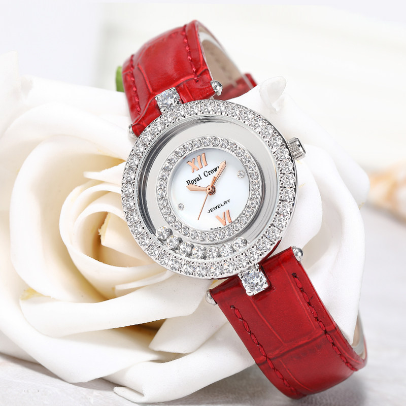 女表royalcrown休闲时尚萝亚克朗皮带石英表情侣表3628国产腕表