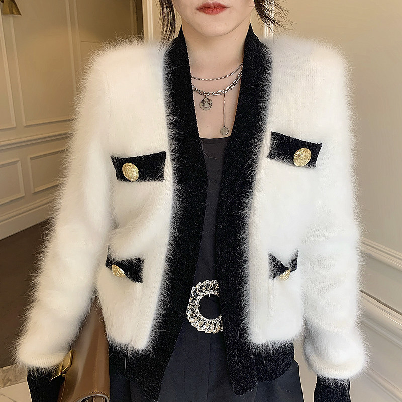 小香风秋冬慵懒百搭经典姐姐小姐名媛水貂毛衣毛针织衫