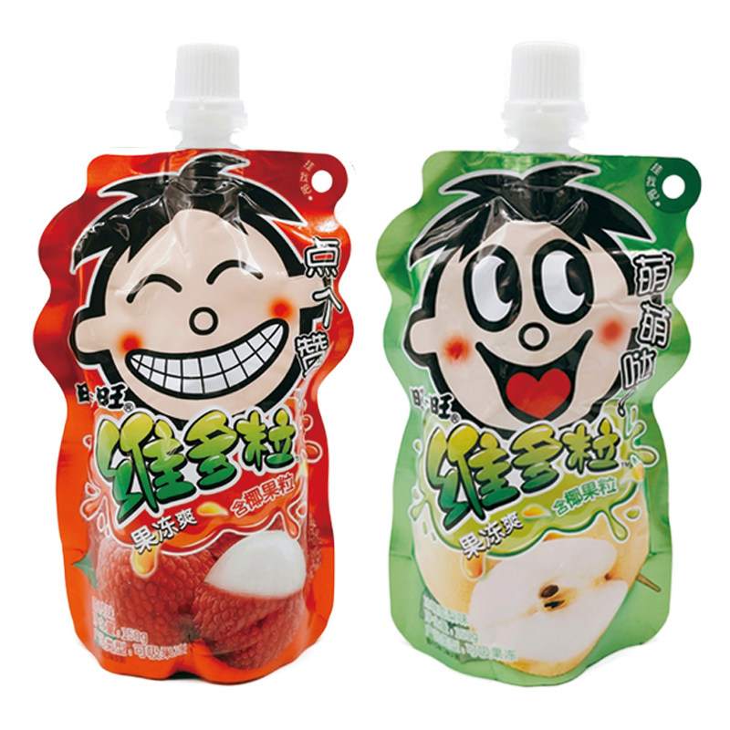 旺旺维多粒果冻爽150g葡萄香橙桃子混搭可吸椰果儿童零食2019新品