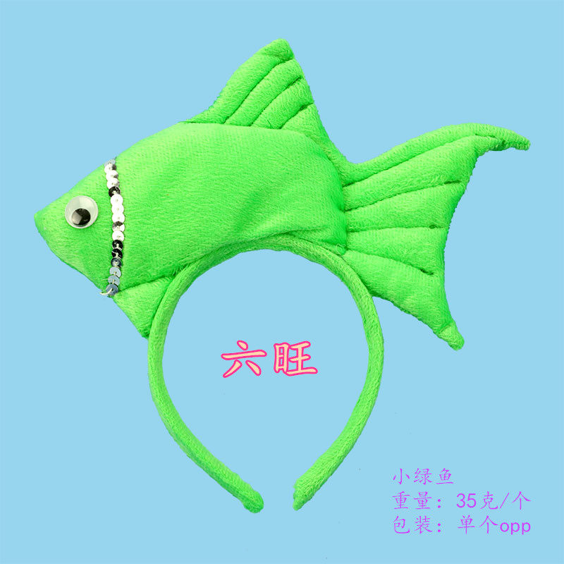 演出幼儿用品小动动物头饰小金鱼发箍立体金鱼聚会装饰头箍