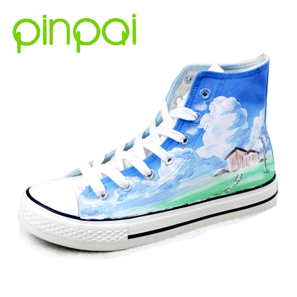 春季小清新鞋子女学生男女海诚新海诚新款手绘涂鸦帆布鞋