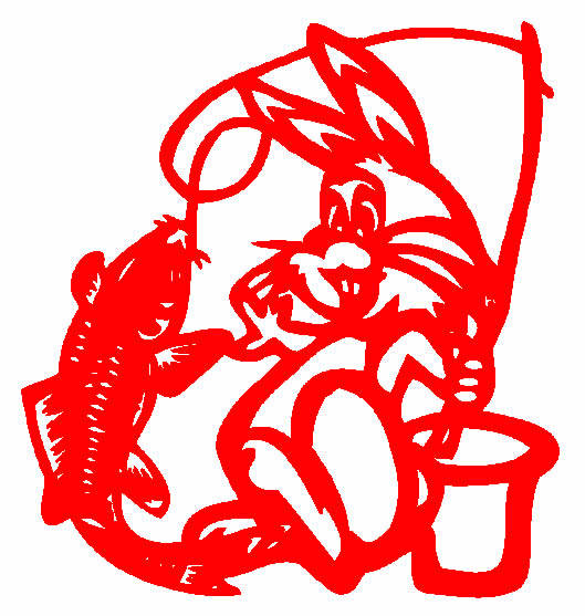 兔子剪纸e506鲤鱼窗花动物幼儿园立体镂空装饰画喜字