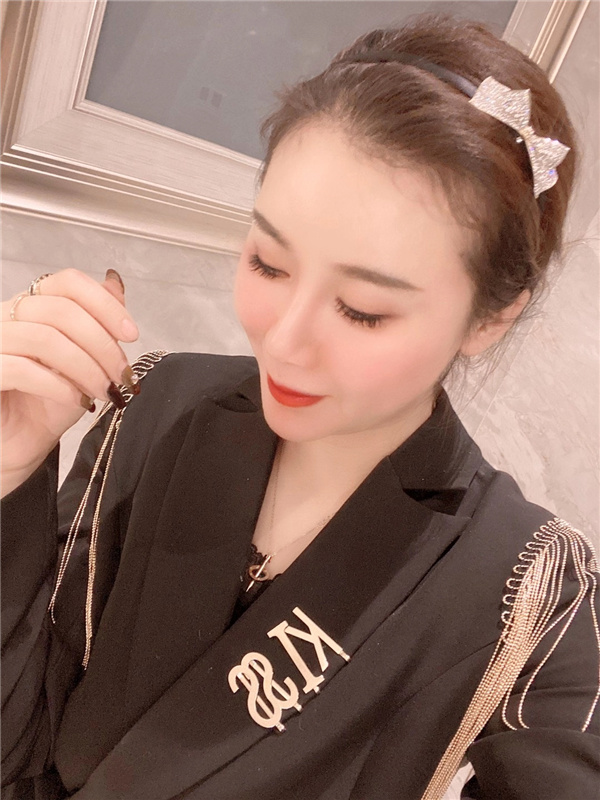 韩国新款发饰品珍珠镶钻立体蝴蝶结发箍兔耳朵减龄头箍可爱发卡女