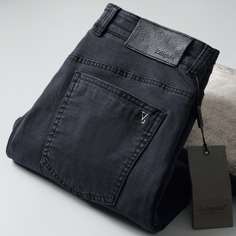 欧美新款男士牛仔裤秋冬微弹水洗免烫青年百搭商务直筒休闲长裤男