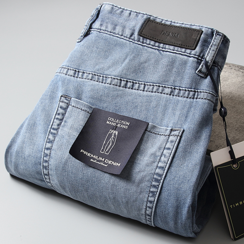 欧美夏季天丝超薄牛仔裤男直筒微弹青年裤子薄款冰丝男士休闲长裤