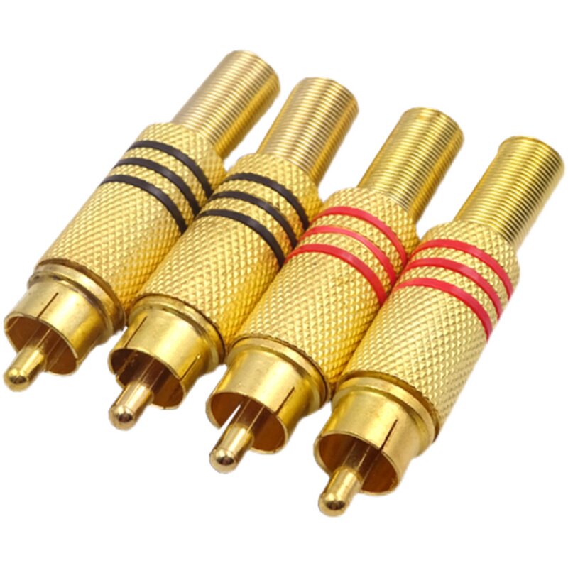 音视频包邮4个rca莲花插头镀金av音响功放转接头