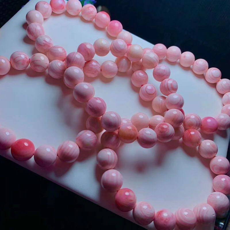 天然深海女王粉贝手串单圈时尚手链