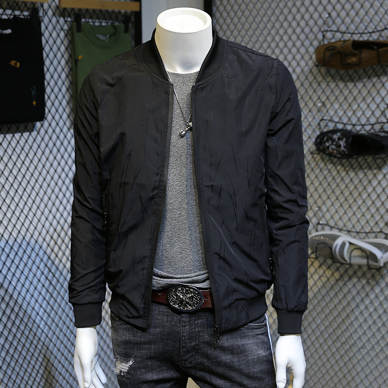 欧洲站2021春季男士夹克帅气潮流休闲简约外套潮男修身印花棒球服