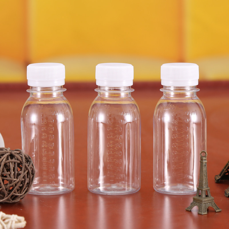 加厚100ml毫升塑料瓶样品透明pet分装一次性小空瓶子带盖带刻度