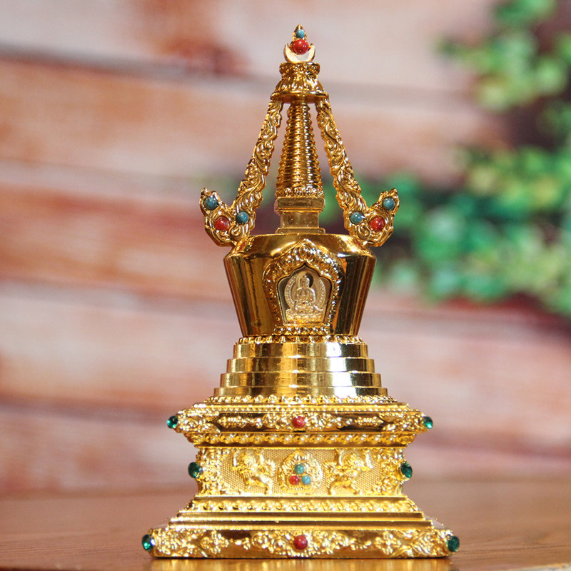 藏传佛教用品佛塔密宗法器家用供奉舍利塔摆件噶当塔摆件