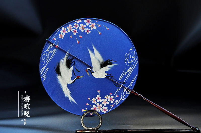 原创设计手工手绘古风古典中国国风透明团扇工艺扇