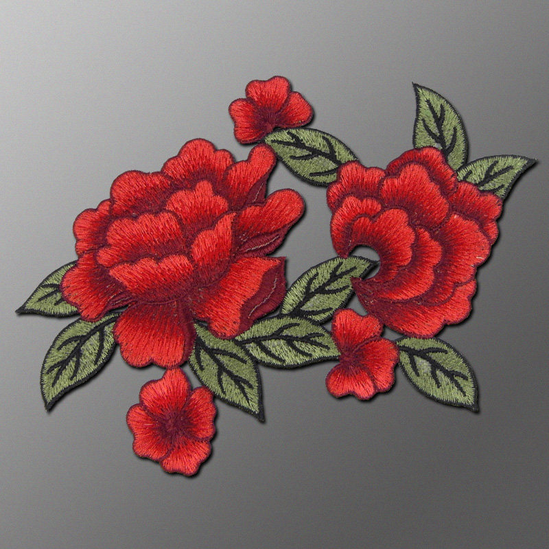 牡丹花精品重工刺绣民族服装diy装饰衣服补丁对花布贴