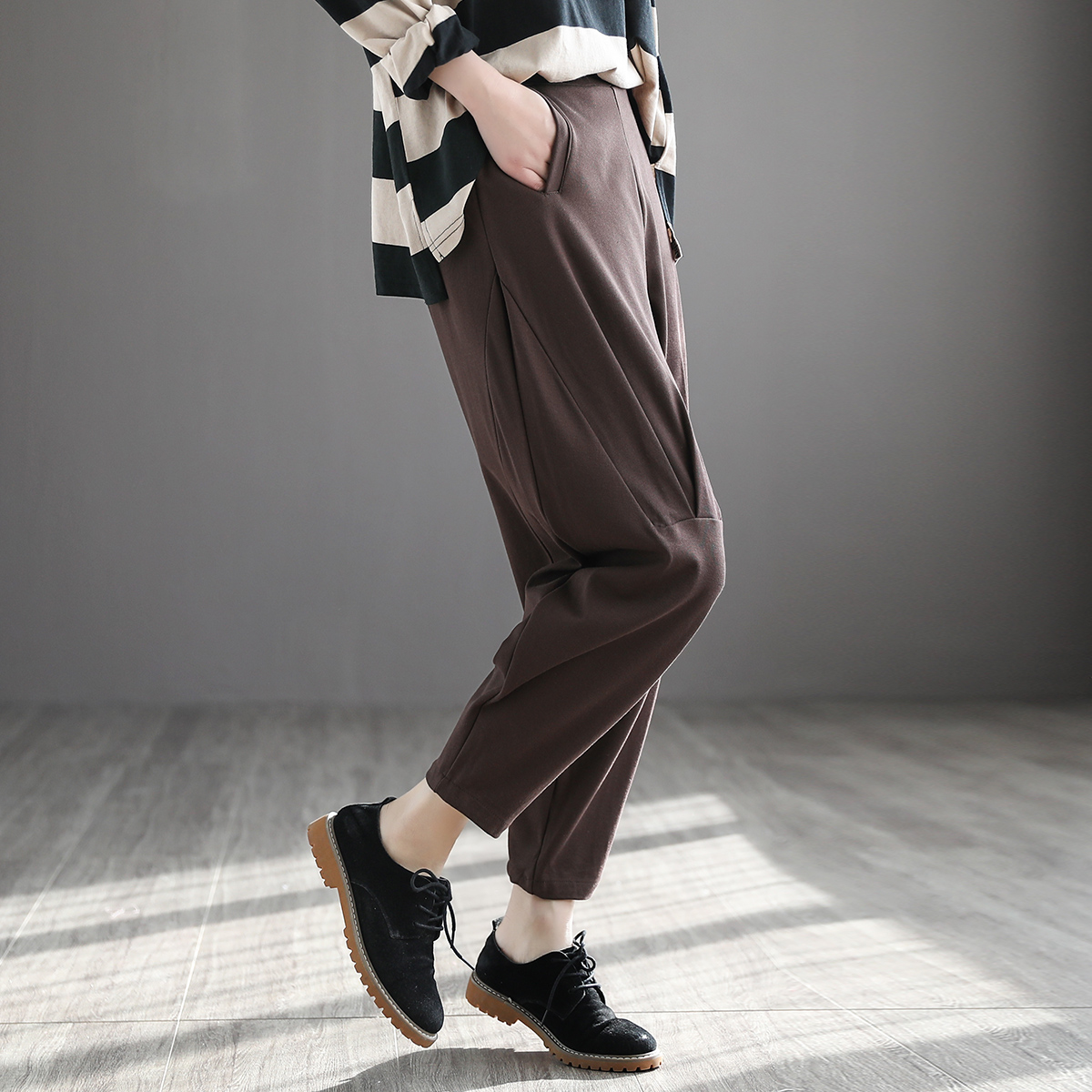 新款哈伦九分百搭松显宽松春季2021女士休闲裤休闲裤