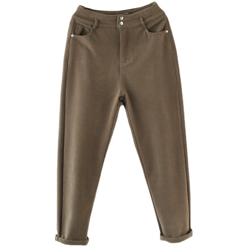 代勒原创文艺罗马棉磨毛纯色色加绒裤2020冬季休闲裤