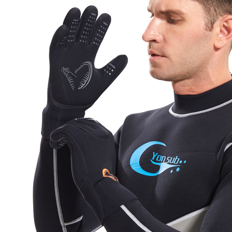 手套3mm加厚保暖冬泳游泳浮潜防滑弹力防风滑水手套