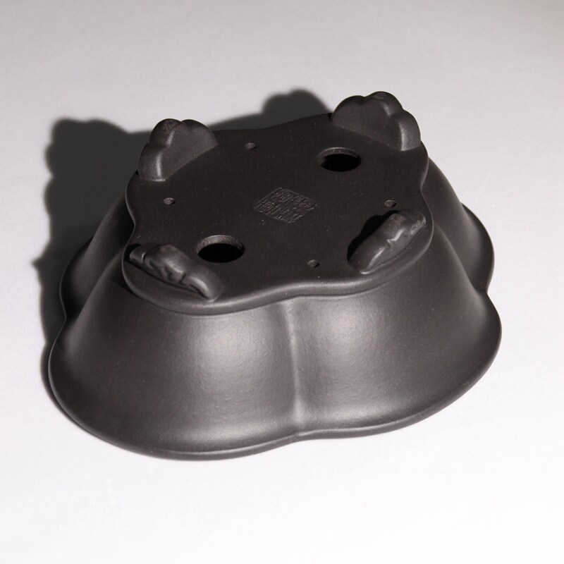 海棠盆黑手工精品紫砂花盆宜兴原矿小盆盆景花盆