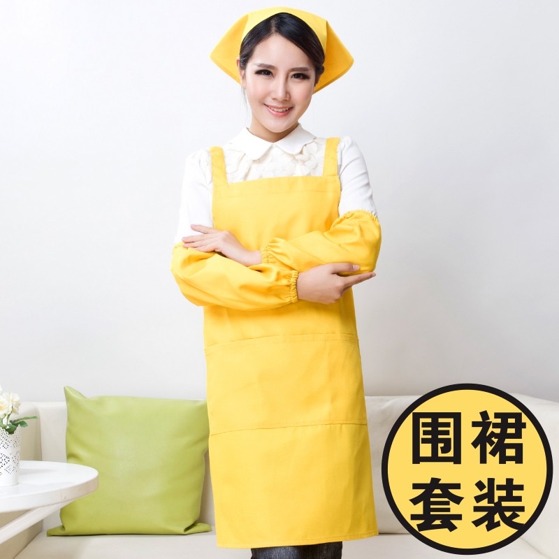 柠檬黄色围裙炸鸡豆浆奶茶茶店水果零食超市围裙