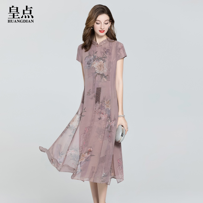 真丝连衣裙桑蚕丝大牌2022新款高端杭州品牌夏装改良旗袍女裙子夏