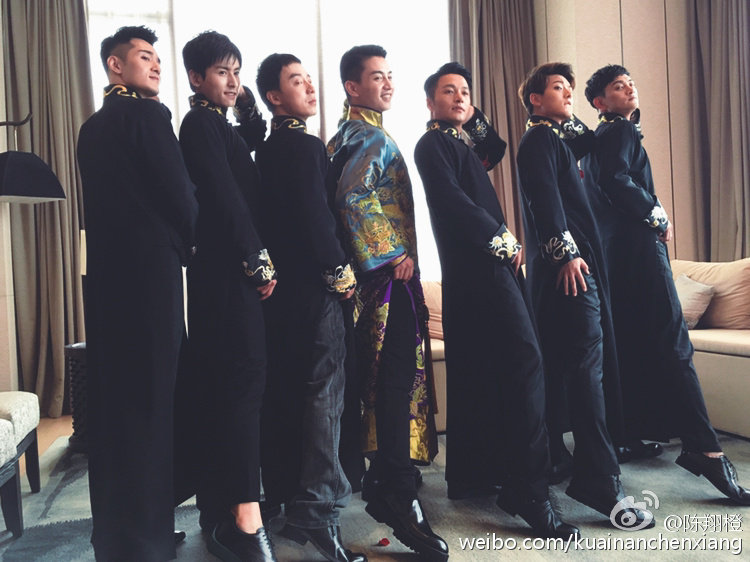 陈晓陈妍希同款中式结婚礼服伴郎伴娘服男士长衫长袍马褂民国古装