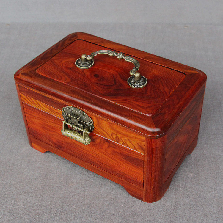 大红酸枝首饰箱交黄檀首饰盒红木实木手提箱结婚饰品盒