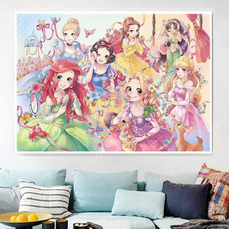 5d钻石可爱七公主满钻客厅十字绣新款卡通儿童十字绣套件
