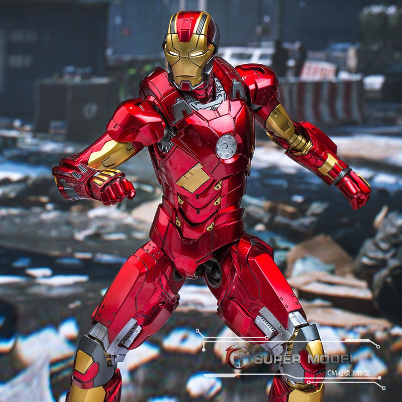 超模动漫漫威复联kingartska钢铁侠1/9mk11可动合金手办发光摆件