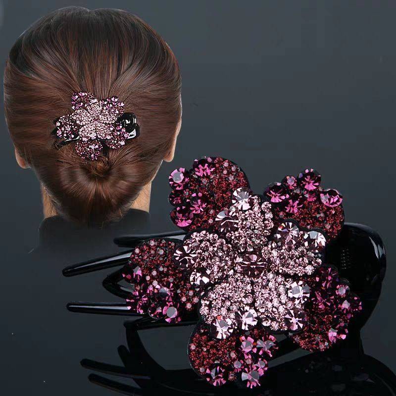 新款盘发发夹韩国夹子头饰水钻后脑勺顶夹发卡女扎头发抓夹鸭嘴夹
